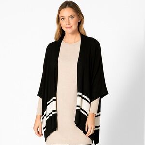 Elan USA Striped Black White Poncho-Style Cardigan‎ Size O/S NWT